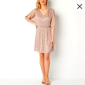 NWOT MSK 3/4 Split Sleeve Embellished Fit + Flare Dress (Size XL)